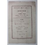 Cricket interest - Chichester Priory Park C.C. Dinner at the Dolphin Hotel 29th March 1926, Menu.