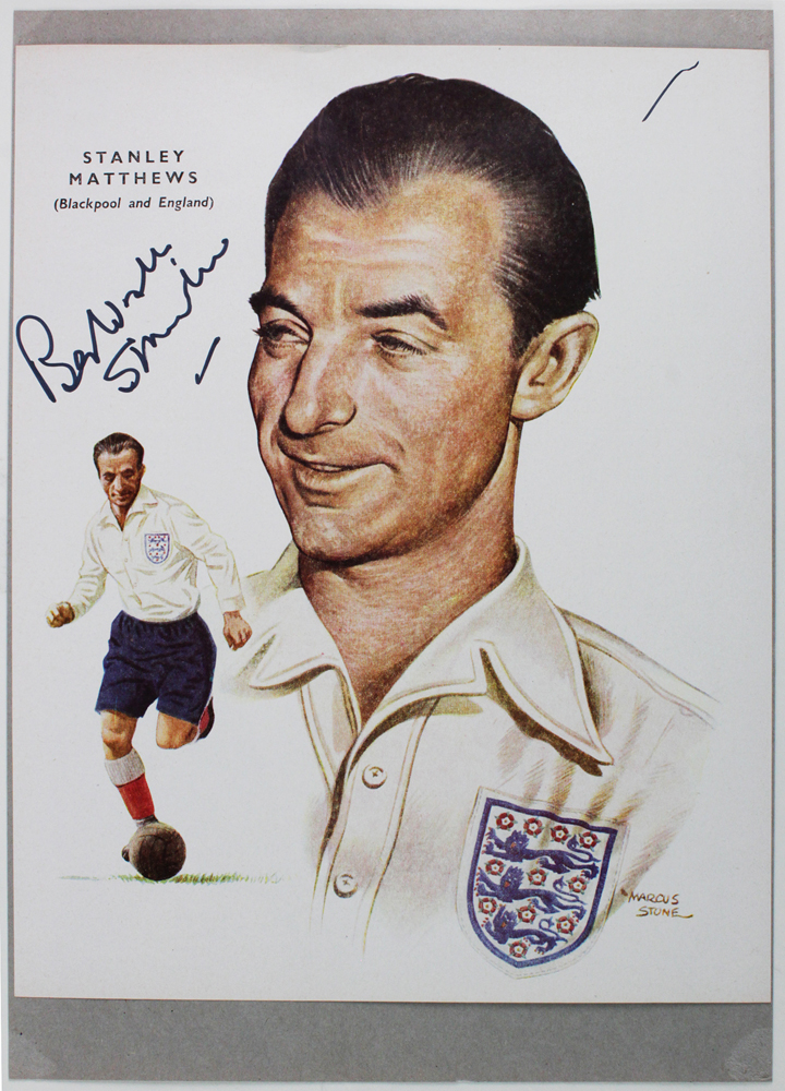 Stanley Matthews large print by Marcus Stone 10"x8" hand signed by same