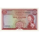 Jersey 5 Pounds P9b (issued 1963), signed Clennett, C399325, lightly rippled paper aUNC to UNC