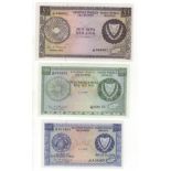 Cyprus (3), 250 Mils, 500 Mils and 1 Pound P41b - P43b (dated 1973 & 1974), UNC or about