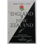 Rugby Football Union programme England v New Zealand 24/11/1979, signed to team page by NZ 14
