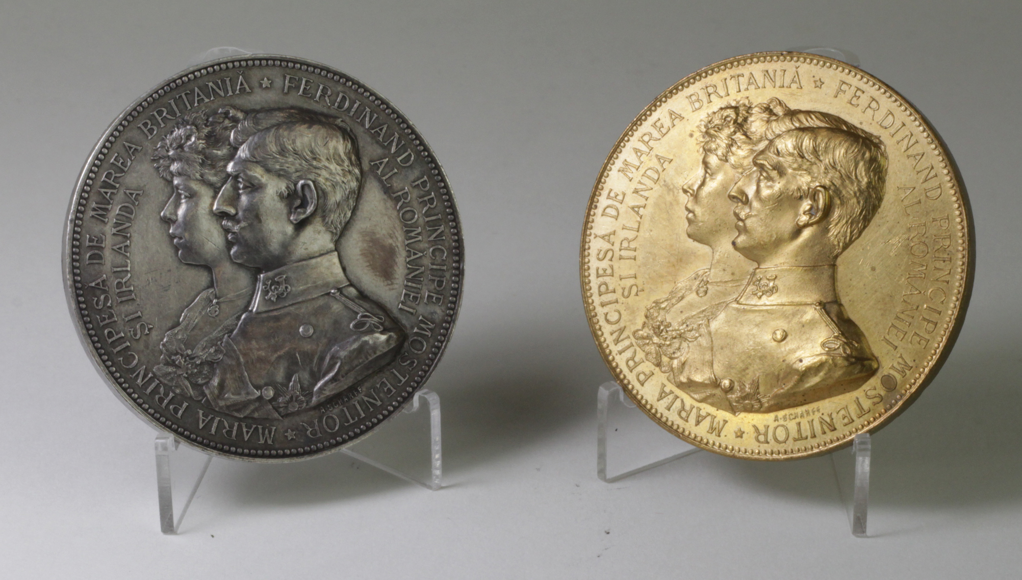 Romanian Commemorative Medals (2) d.50mm: Marriage of Ferdinand and Princess Maria of Britain