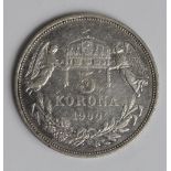 Hungary silver 5 Korona 1909 KB, VF