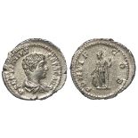 Geta as Caesar under Septimius Severus and Caracalla, silver denarius, Rome Mint 207 A.D., obverse:-