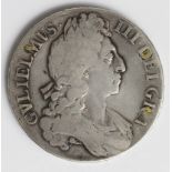 Crown 1696 Octavo, third bust, S.3472, nF, plugged in four places.