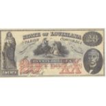 State of Louisiana unissued $20 note.