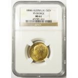 Sovereign 1886S, St George, Sydney Mint, Australia, S.3858E, UNC, slabbed NGC MS 61.