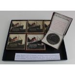 Lusitania Medals (6) British cast iron propaganda issues by Selfridges, in original boxes, one