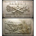 Romanian Commemorative Plaque, silvered bronze 67mm: Carol I, Officer of Artillery 1877-1902, by