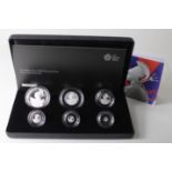 Britannia silver proof six coin set 2015 aFDC with some slight toning, boxed as issued