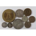 USA Coins etc (9) silver and bronze, 19th to early 20thC, mixed grade.