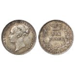 Sixpence 1876 die 4, S.3910, lightly toned nEF