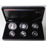 Britannia silver proof six coin set 2014 aFDC with some slight toning, boxed as issued