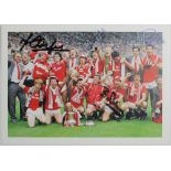 Manchester Utd colour postcard with team shot of them celebrating after winning 1985 Cup Final at