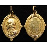 Charles I, Civil War Royalist silver-gilt medalet 25x19mm, aVF