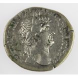 Hadrian silver denarius, reverse reads:- P M TR P COS III in exergue [CO]NCOR[D]?, seated female,