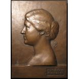 Romanian Bronze Portrait Plaque 231x163mm, memorial of Antonia (Infanta of Spain) Mother of