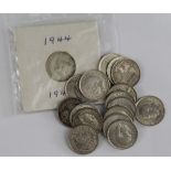 GB Silver Threepences (18) 1891 to 1944 various, mixed grade, high grade noted.