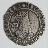 James I silver hammered shilling. Mint mark - rose (1605-6) good fine.