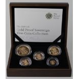 Five coin set 2009 (Five Pounds - Quarter Sovereign) FDC boxed as issued