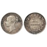 Sixpence 1878 die 6, DRITANNIAR error, S.3910, Fine.