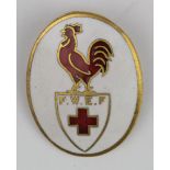 Badge - F.W.E.F. (French Wounded Emergency Fund) British brass & enamel badge. Maker - Thomas