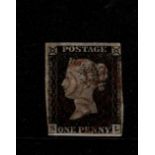 GB 1840 1d Penny Black (S-L) identified as likely Plate 3, near 4 margins, just touching in a couple