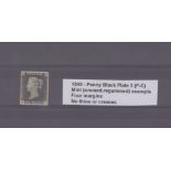 GB - 1840 Penny Black Plate 3 (F-C) Mint (appears unused, regummed) example, four margins, no