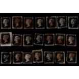 GB 1840 1d Penny Black, a selection with all different corner letter combinations, unplated,