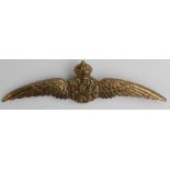 Badge - RFC - Royal Flying Corps WW1 NCO's Full Dress Gilding Metal Die-Struck Pilots Wings Badge.