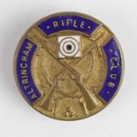 Altrincham Rifle Club, probably a V.T.C. badge. Maker -Fattorini, Bradford.