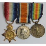 1915 Star miniature trio mounted as worn, this very unusual group includes a 9ct Gold hallmarked