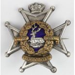 Badge - fine 2 piece Victorian Derbyshire Regt./Sherwood Officers Glengarry badge - appears to be