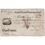 Wales Provincial note Cardiff Bank, Glamorganshire, 1 Guinea dated 10th October 1820, series R414,