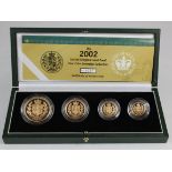 Four coin set 2002 (£5, £2, Sovereign & Half Sovereign) FDC boxed as issued