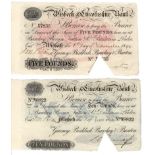 Provincial notes (2), Wisbech & Lincolnshire Bank 10 Pounds & 5 Pounds dated 1st November 1894,