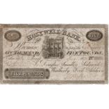 Wales Provincial note Holywell Bank, North Wales, 5 Pounds dated May 1838, series no. 64, for