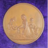 Victorian large bronze medallion Society of Arts & School of Design. Inscribed on back 1869,