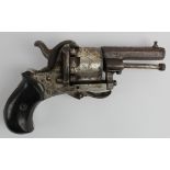 19th century pinfire revolver Belgium made all complete in working condition with some original