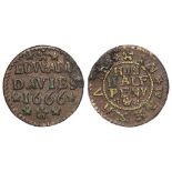 Welsh 17thC Token : Wrexham, Edward Davies Halfpenny 1666, Wales No. 83, GF, some corrosion.