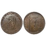 Welsh 18thC Token : Anglesey 'Druid Head' Farthing muled with Spence's Hangman reverse 'END OF
