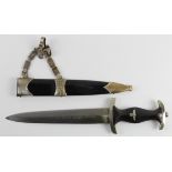 German SS Chained Officers Dagger, some replacement parts, shows age, E.P & S maker marked blade.