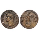 Divus Augustus copper as, Rome Mint 34-37 A.D., reverse:- Eagle standing front, head right, on