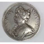 Queen Anne Battle of Almenara (Spain) Medal 1710 in silver (48mm) Eimer 445. (brooch removed from