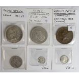 World Coins (6): Belgium 50 Centimes 1898 DER BELGEN GEF, plus various 19th-20thC including crown-