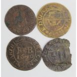 Welsh 17thC Tokens (4) : Chepstow, Walter Morgan M12 poor, Brecon Town Issue Farthing 1670 W.11