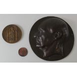 France Commemorative Medals (3): A large bronze 161mm high relief uniface portrait plaque of