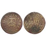 Welsh 17thC Token : Swansea Mathew Davies, mercer, Halfpenny 1666, Wales No. 71, patchy toned Fine.