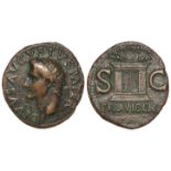 Divus Augustus copper as struck by Tiberius, Rome Mint 22-30 A.D., Sear 1789, nice even colour GVF