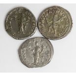 Caracalla silver denarii, RSC III, 150, reverse Mars in military attire striding left, holding spear